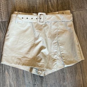 Tan leather skort